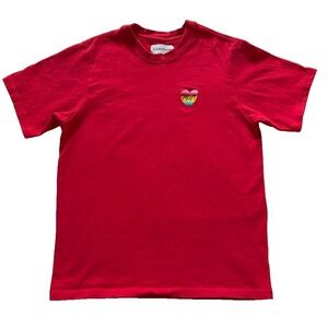 Teddy Fresh Embroidered Rainbow Heart "MOM" Red short sleeve t shirt Sz S cotton